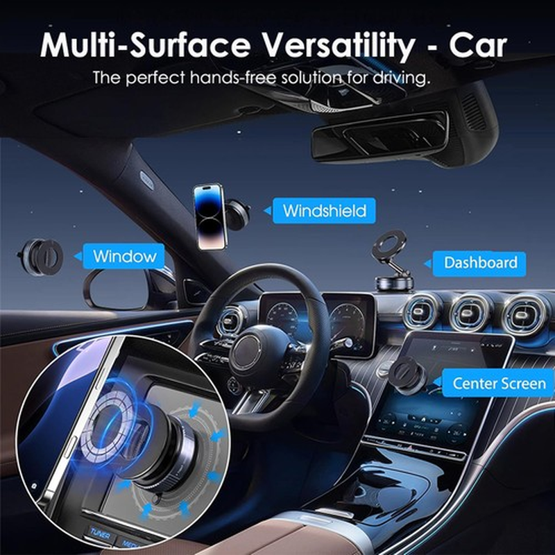 360 Vacuum Magnetic Phone Holder Adjustable Suction Cup Car Mount Foldable Stand