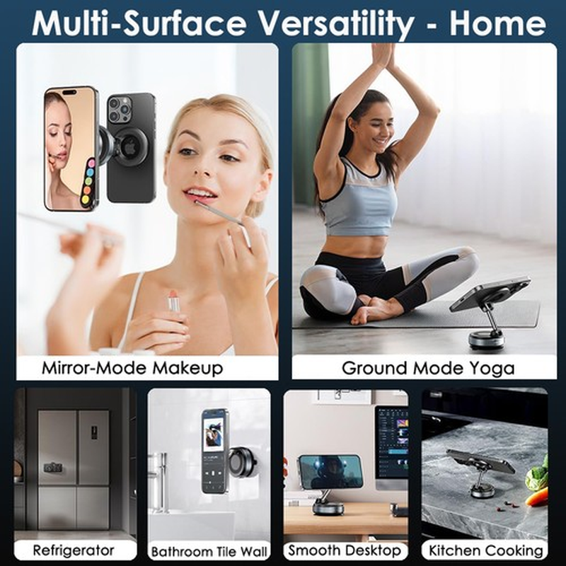 360 Vacuum Magnetic Phone Holder Adjustable Suction Cup Car Mount Foldable Stand